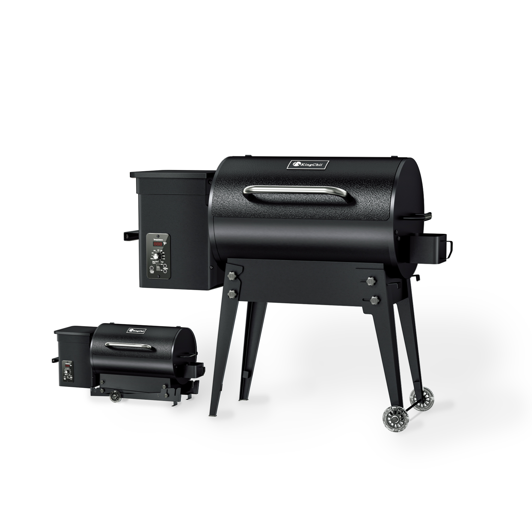 KingChii Portable Electric Wood Pellet Grill & Smoker with Foldable Legs, 456 SQ.IN Grill Capacity, 18LB Hopper, with PID Temperature Control (180-425°F) for Backyard Camping Bake and Roast