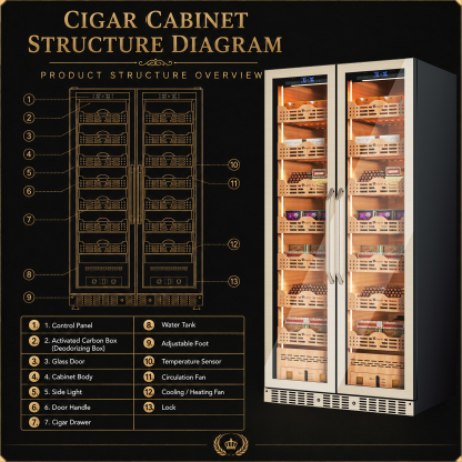 KingChii BX-735 760L Large Electric Cigar Humidor Cabinet, 4,400-5,600 Cigar Capacity