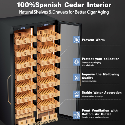 KingChii BX-735 760L Large Electric Cigar Humidor Cabinet, 4,400-5,600 Cigar Capacity