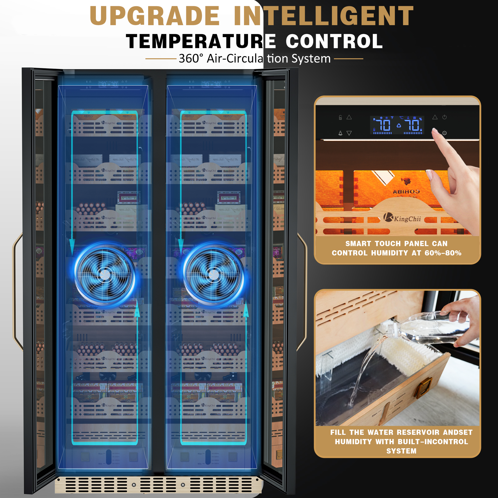 KingChii BX-735 760L Large Electric Cigar Humidor Cabinet, 4,400-5,600 Cigar Capacity