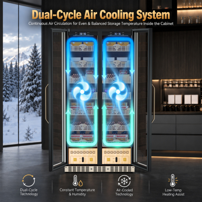KingChii Pro 760L Dual Zone Compressor Cigar Humidor Cabinet, 4,400-5,600 Cigar Capacity