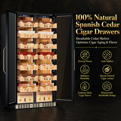 KingChii Pro 760L Dual Zone Compressor Cigar Humidor Cabinet, 4,400-5,600 Cigar Capacity