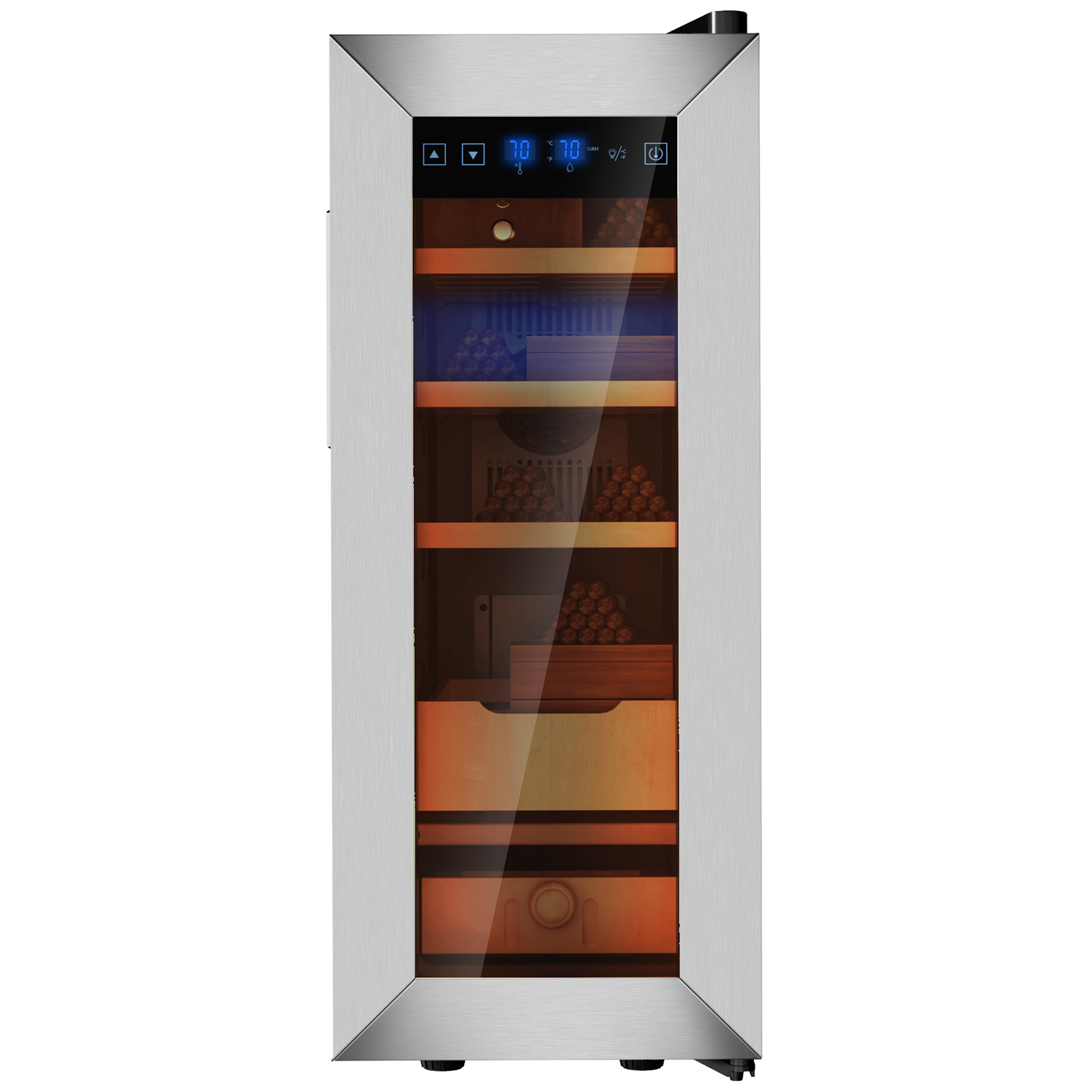 KingChii Upgrade 35L Temperature & Humidity Control Cabinet, Built-in Humidification System with Spanish Cedar Wood Shelves & Drawer Hygrometer Father's Day Gifts For Men