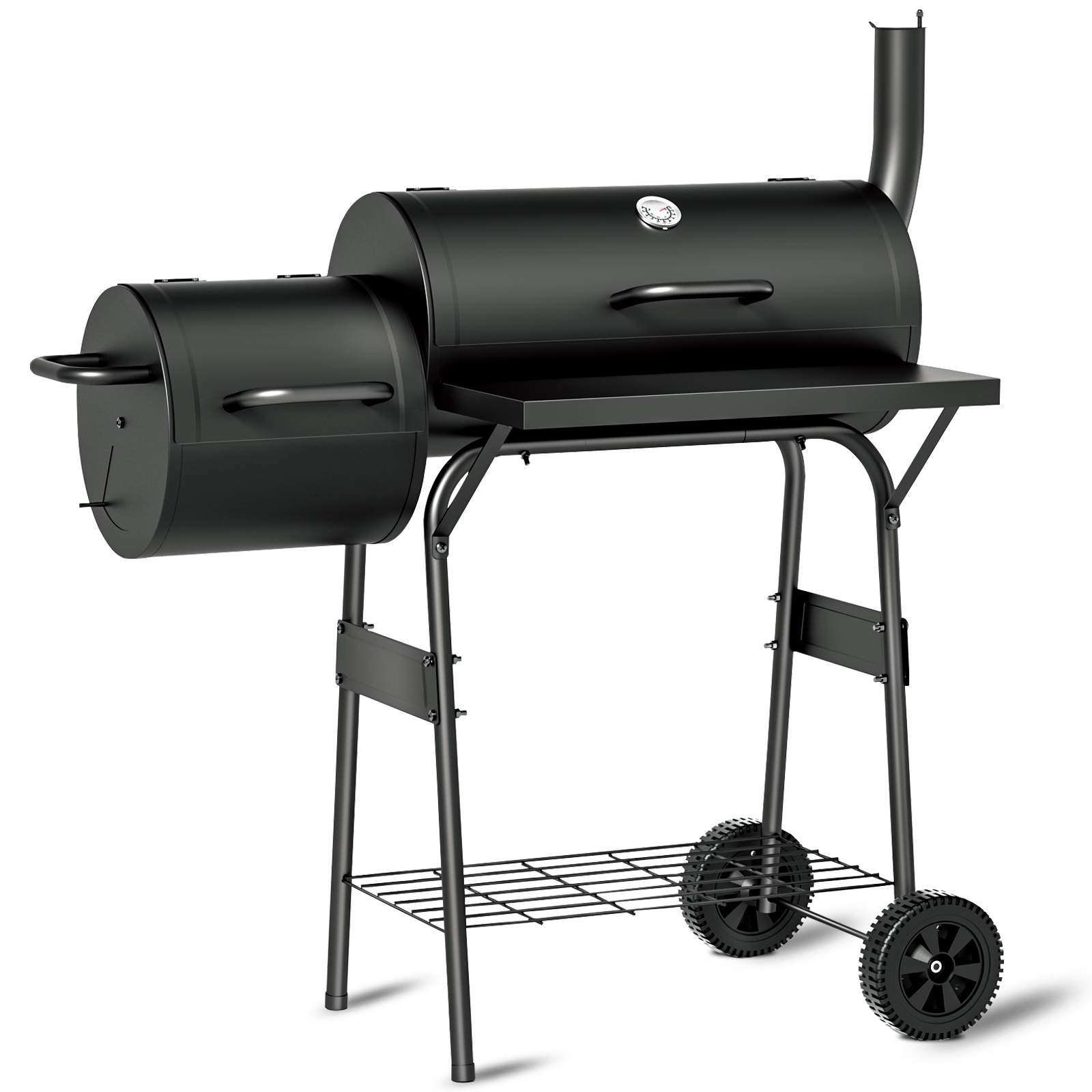 KingChii BBQ Charcoal Smoker and Grills, Offset Smoker for Outdoor, Garden, Patio and Backyard, Black