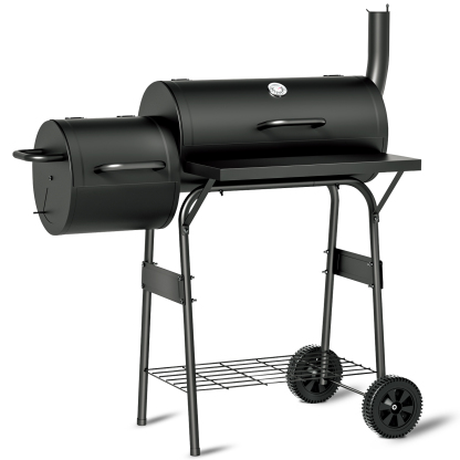 KingChii BBQ Charcoal Smoker and Grills, Offset Smoker for Outdoor, Garden, Patio and Backyard, Black