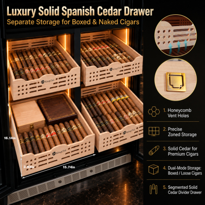 KingChii Pro 760L Dual Zone Compressor Cigar Humidor Cabinet, 4,400-5,600 Cigar Capacity