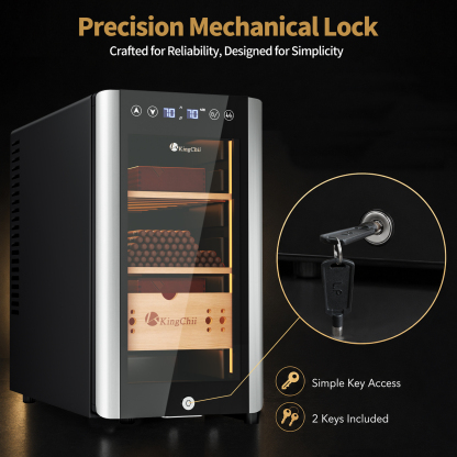 KingChii 25L Cigar Humidor Cabinet with Precision Mechanical Lock for Secure Cigar Storage