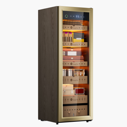 KingChii Pro 160L Compressor Electric Cigar Humidor, Temp & Humidity Control, 1300 cigar Capacity-Gold