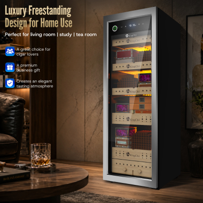 KingChii 160L Electric Cigar Humidor | Temp & Humidity Control 1300 Capacity-Gold