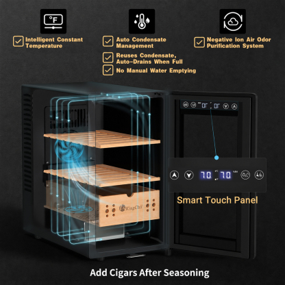 25L Cigar Humidor Cabinet with Smart Touch Panel and Adjustable Spanish Cedar Storage Shelves
