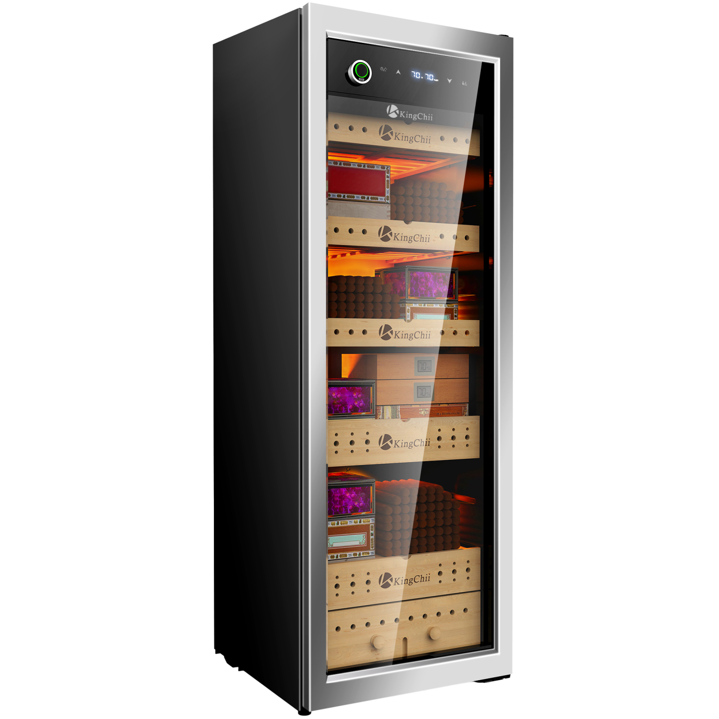KingChii 160L Electric Cigar Humidor | Temp & Humidity Control 1300 Capacity-Gold