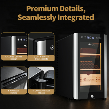KingChii Electric Cigar Humidor with Premium Integrated Design and Spanish Cedar Interior