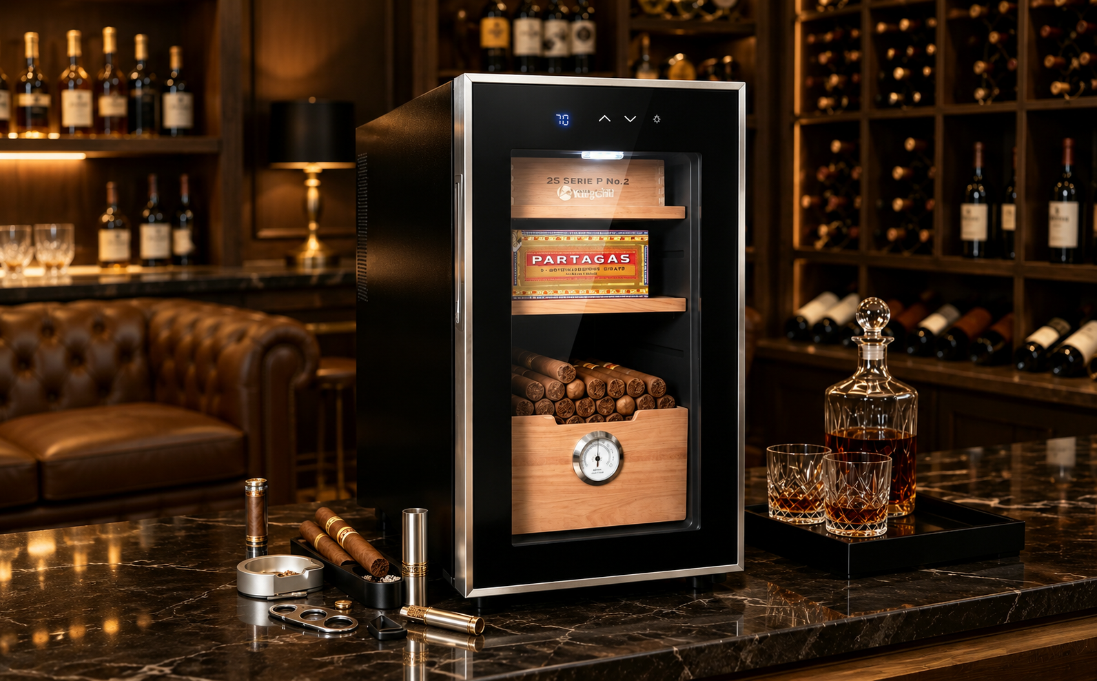 Electric cigar humidor with humidity control