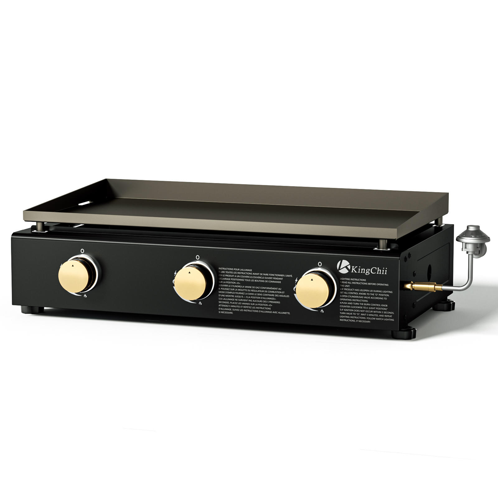 KingChii 3-Burner 28" Propane Griddle Grill for Camping, Backyard