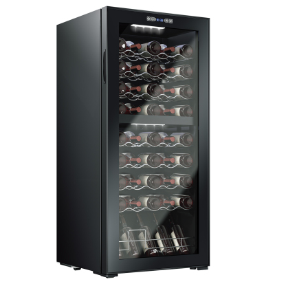 KingChii 45 Bottle Dual Zone Wine Cooler Refrigerator, Freestanding Wine Fridge with Intelligent Digital Control, Low Noise Professional Compressor, Tempered Glass for Home or Office