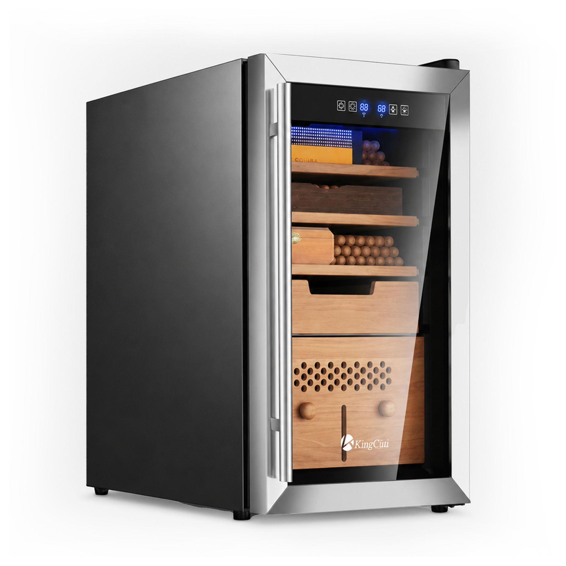 KingChii 70L Temp & Humidity Control Cigar Humidor, 500-Cigar Capacity