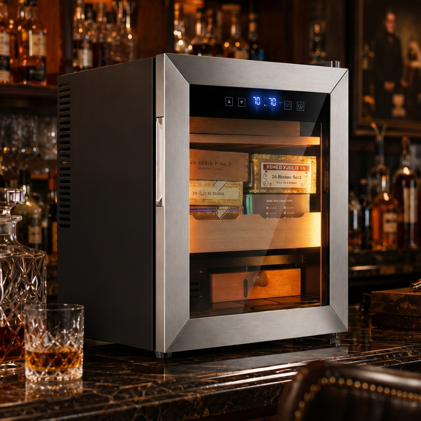 KingChii 50L Temp & Humidity Control Cigar Humidor, 350-Cigar Capacity