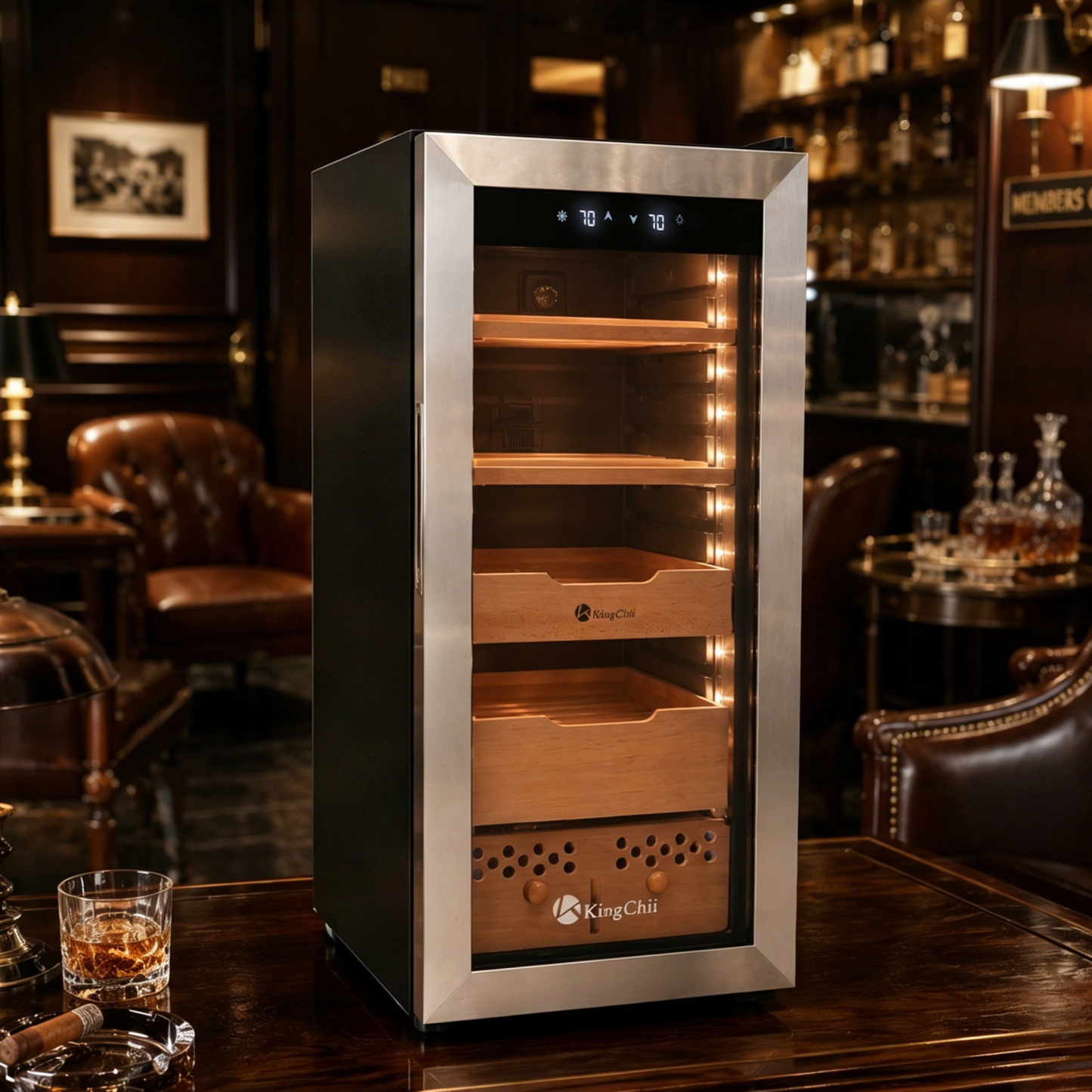 KingChii 50L Compressor Cigar Humidor, 400-Cigar Capacity