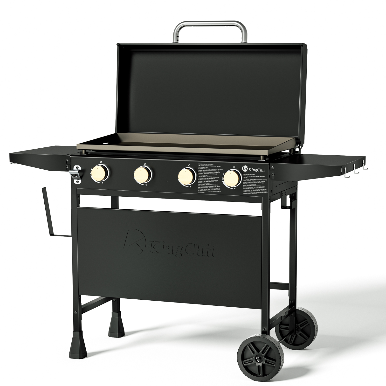 KingChii 4-Burner 32" Propane Griddle Outdoor Flat Top Gas Grill Griddle with Hard Cover for Camping, Tailgating, BBQ, Parties, Backyard & Patio