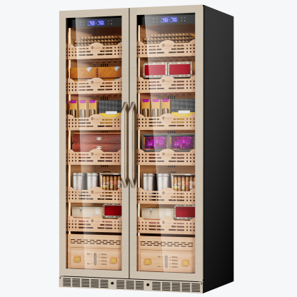 KingChii 680L Pro Dual Zone Compressor Cigar Humidor Cabinet, 4400-5600 Capacity, with Lock