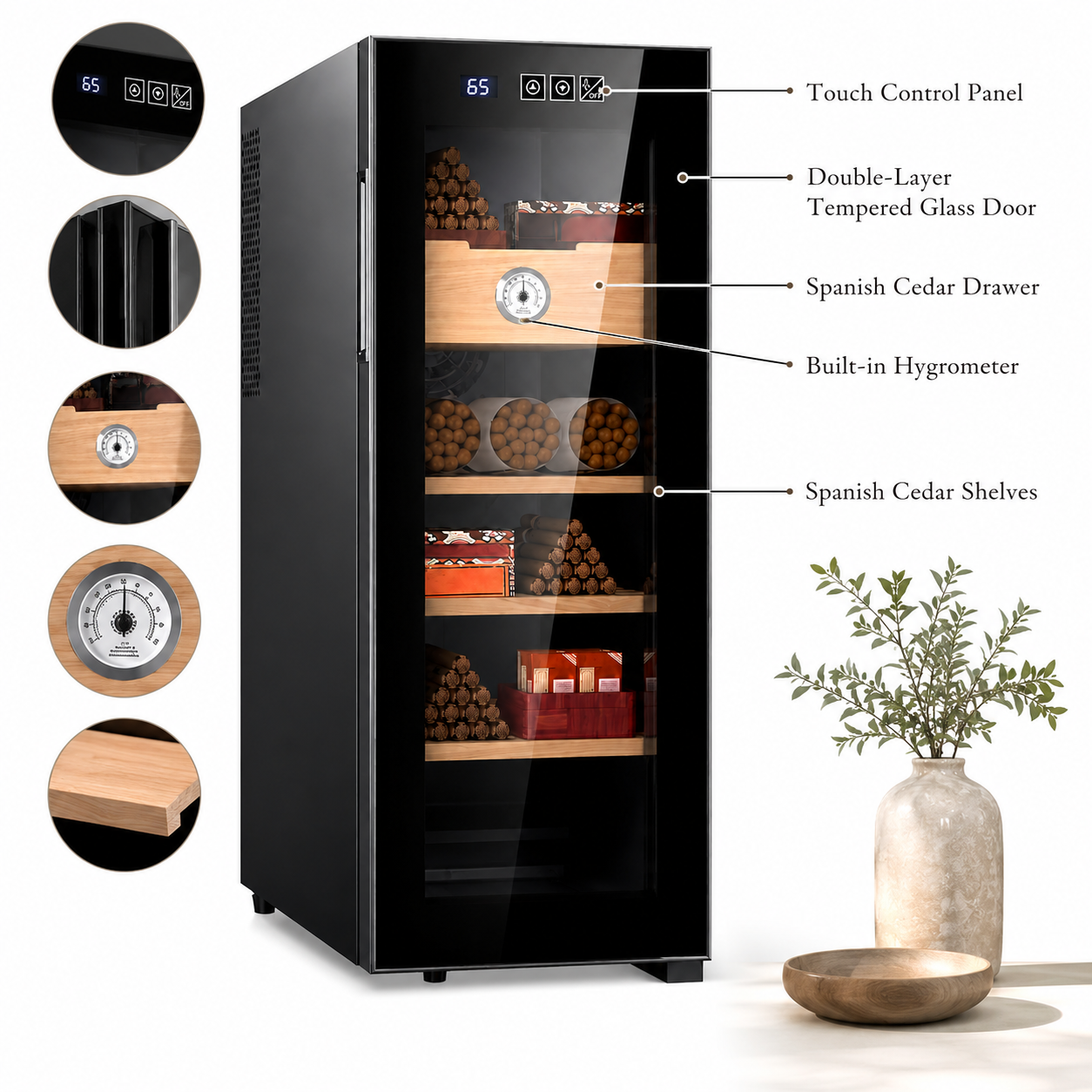 [Copy]KingChii 33L Electric Cigar Humidor, 250-Cigar Capacity