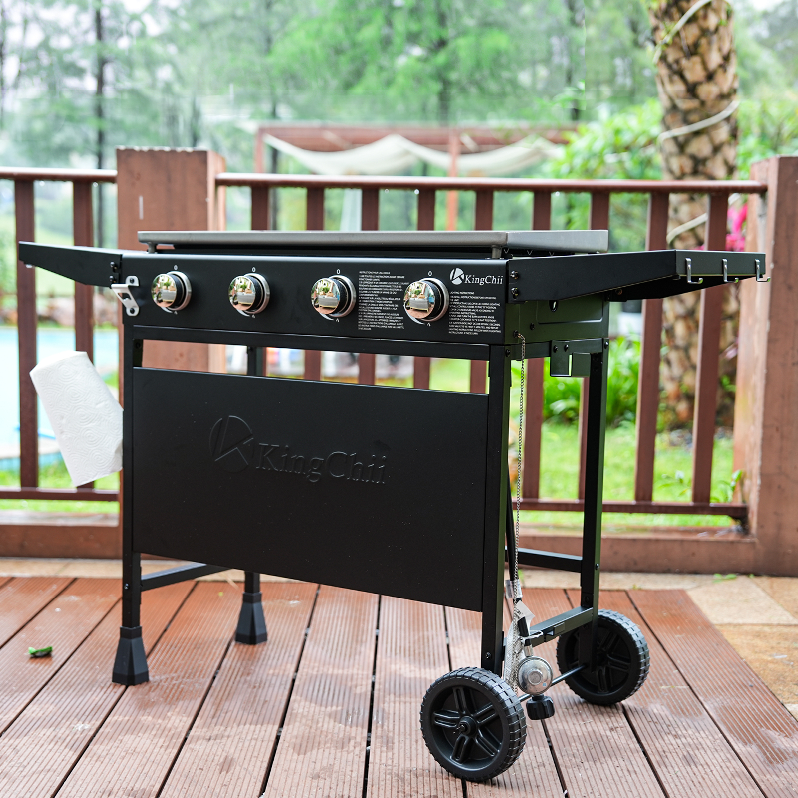 KingChii 4-Burner 32" Propane Griddle Outdoor Flat Top Gas Grill Griddle for Camping, Tailgating, BBQ, Backyard & Patio