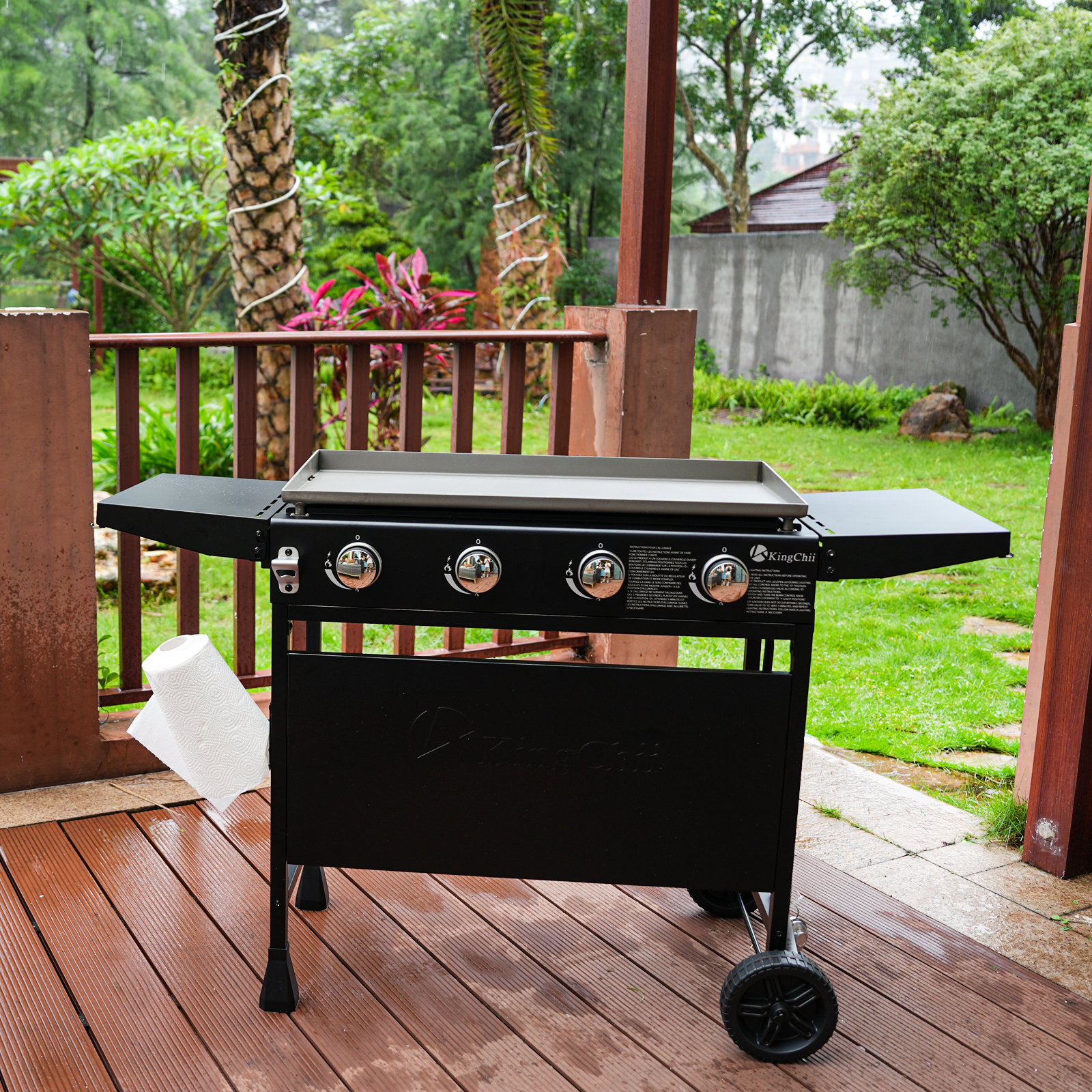 KingChii 4-Burner 32" Propane Griddle Outdoor Flat Top Gas Grill Griddle for Camping, Tailgating, BBQ, Backyard & Patio