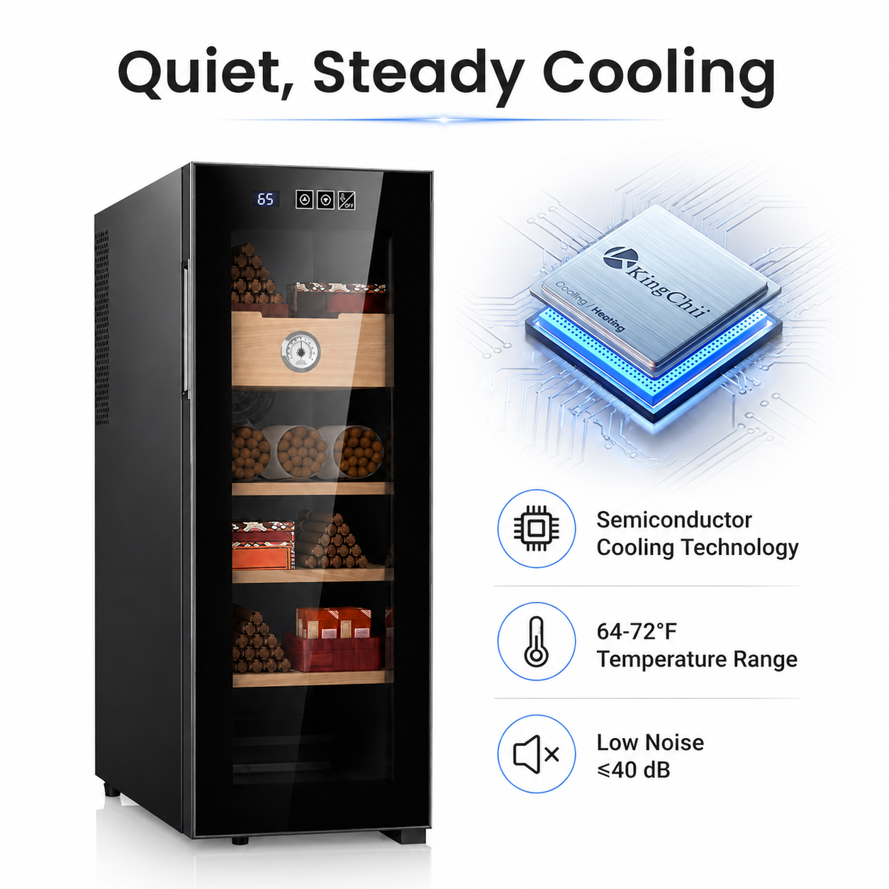 [Copy]KingChii 33L Electric Cigar Humidor, 250-Cigar Capacity