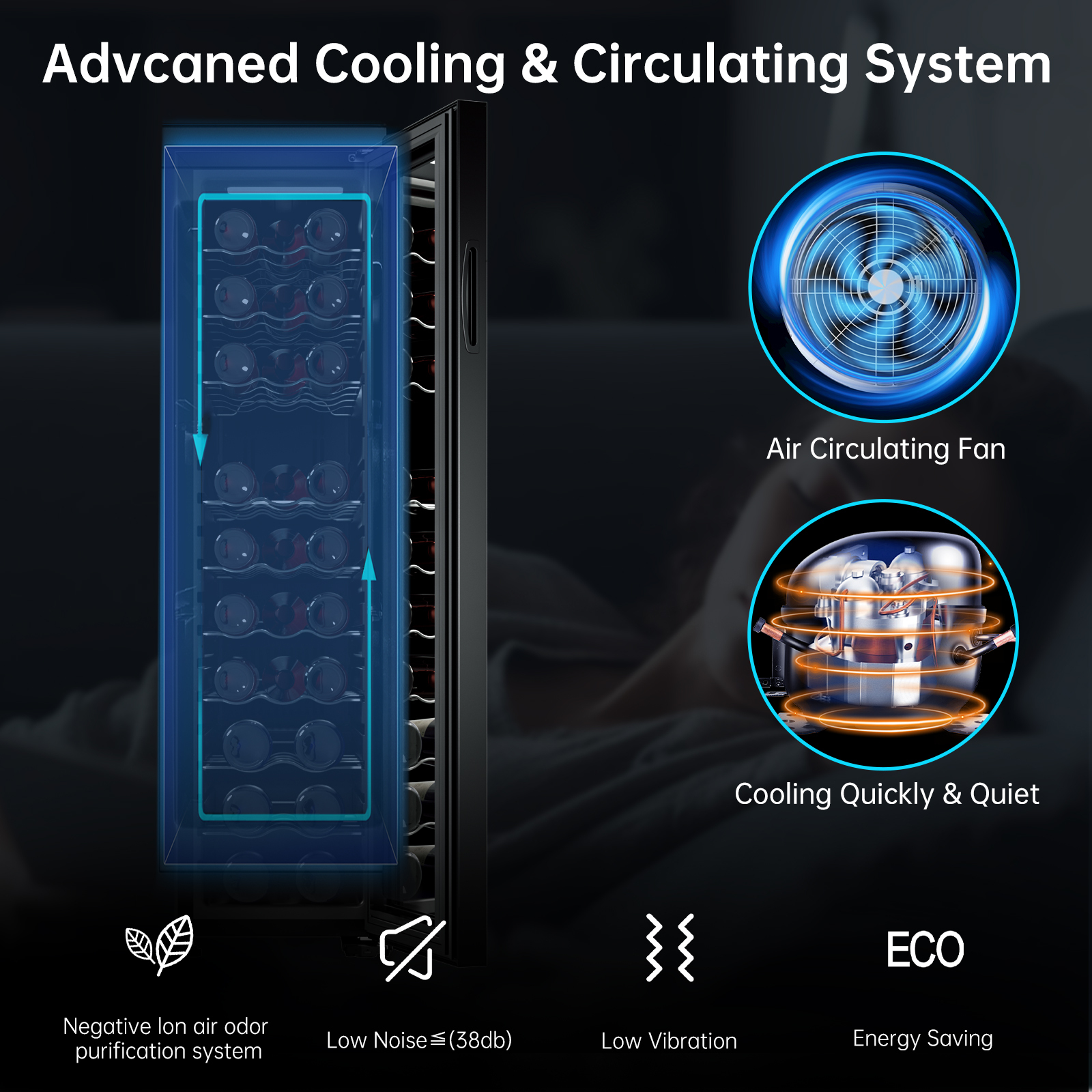 KingChii 27 Bottle Wine Cooler Refrigerator Freestanding Wine Fridge - Intelligent Digital Control, Low Noise Professional Compressor, Stainless Steel & Tempered Glass for Home, Office, or Kitchen