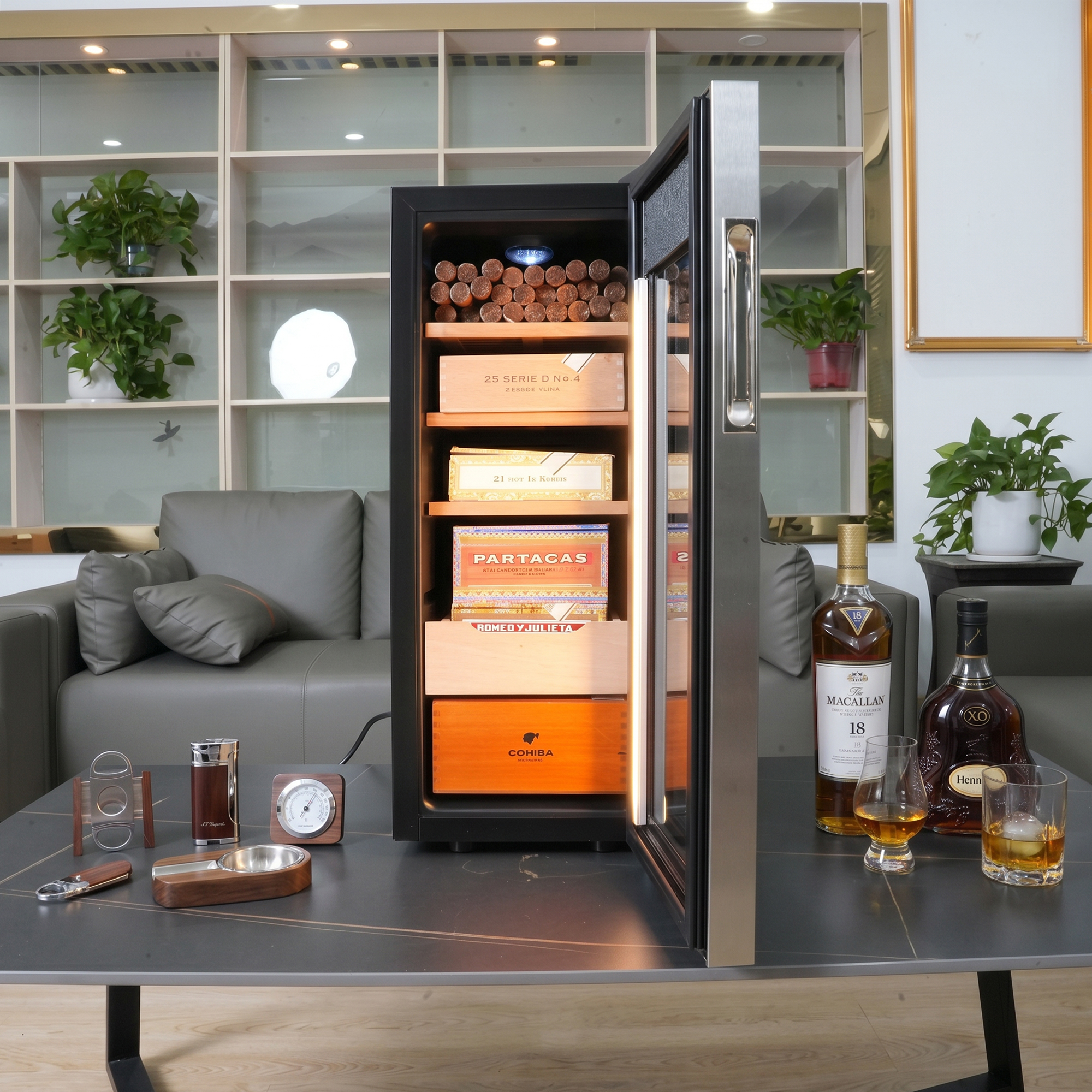 KingChii 35L Temp & Humidity Control Cigar Humidor, 200-Cigar Capacity