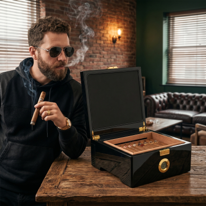 KingChii 3L Desktop Cigar Humidor, 25-50 Cigar Capacity