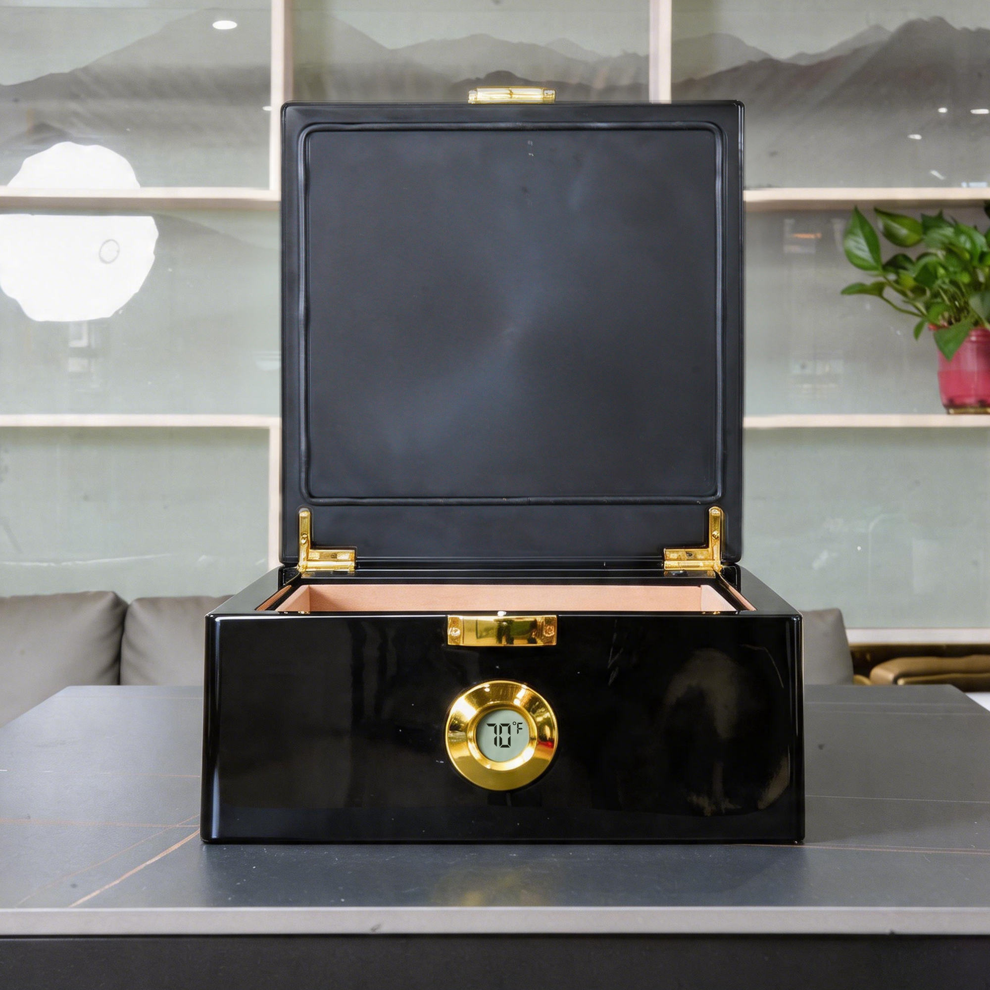 KingChii 3L Desktop Cigar Humidor, 25-50 Cigar Capacity