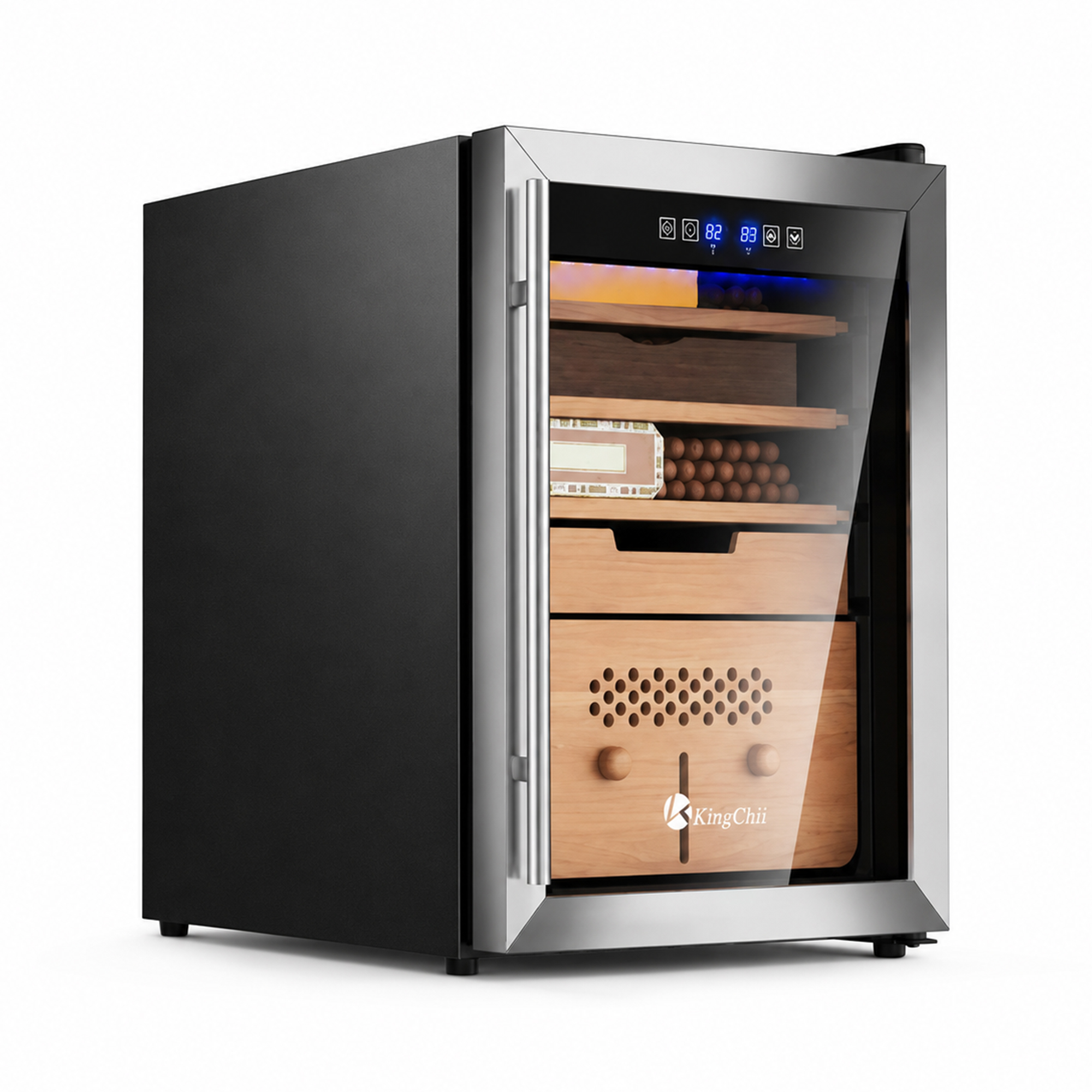 KingChii 58L Temp & Humidity Control Cigar Humidor, 385-Cigar Capacity