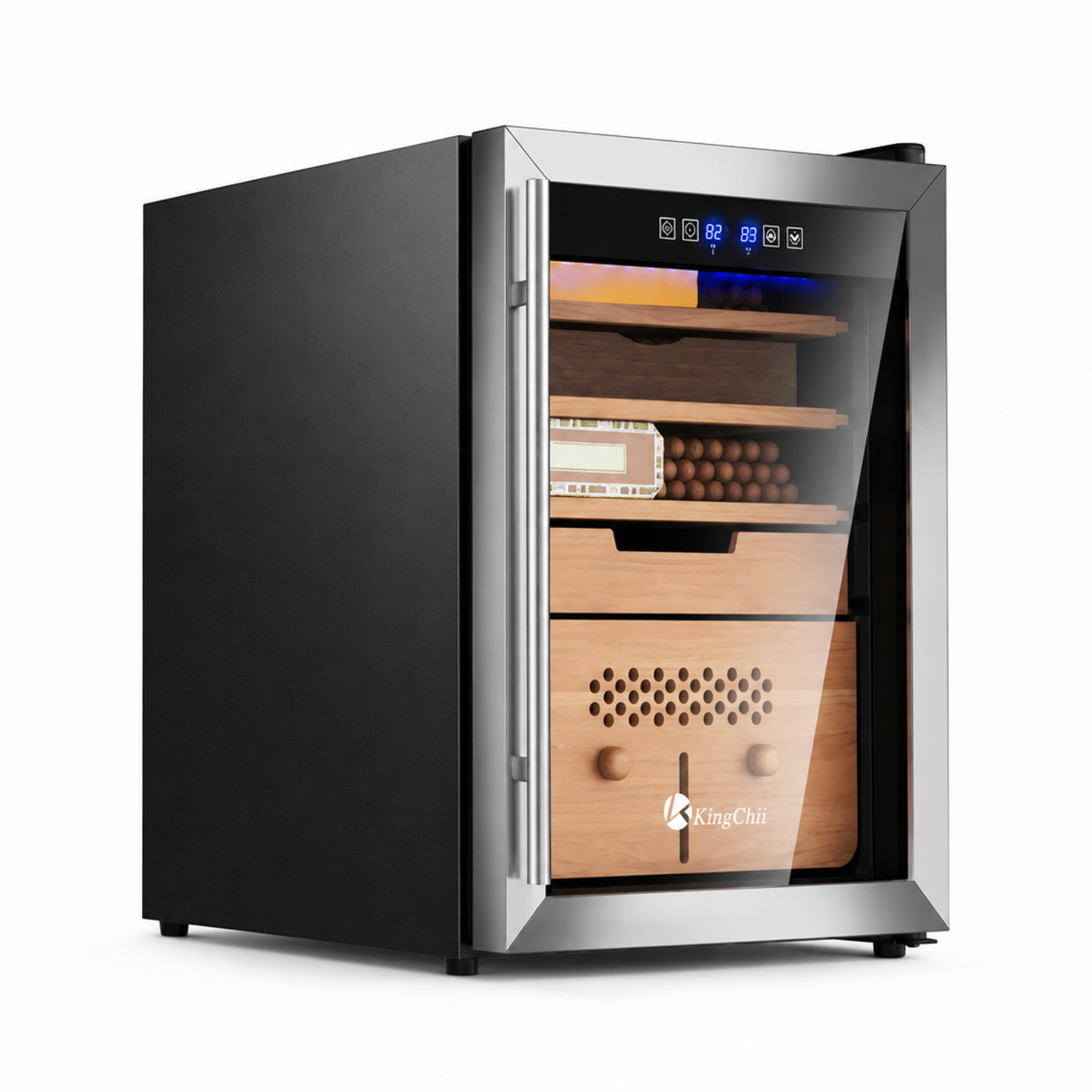 KingChii 58L Temp & Humidity Control Cigar Humidor, 385-Cigar Capacity