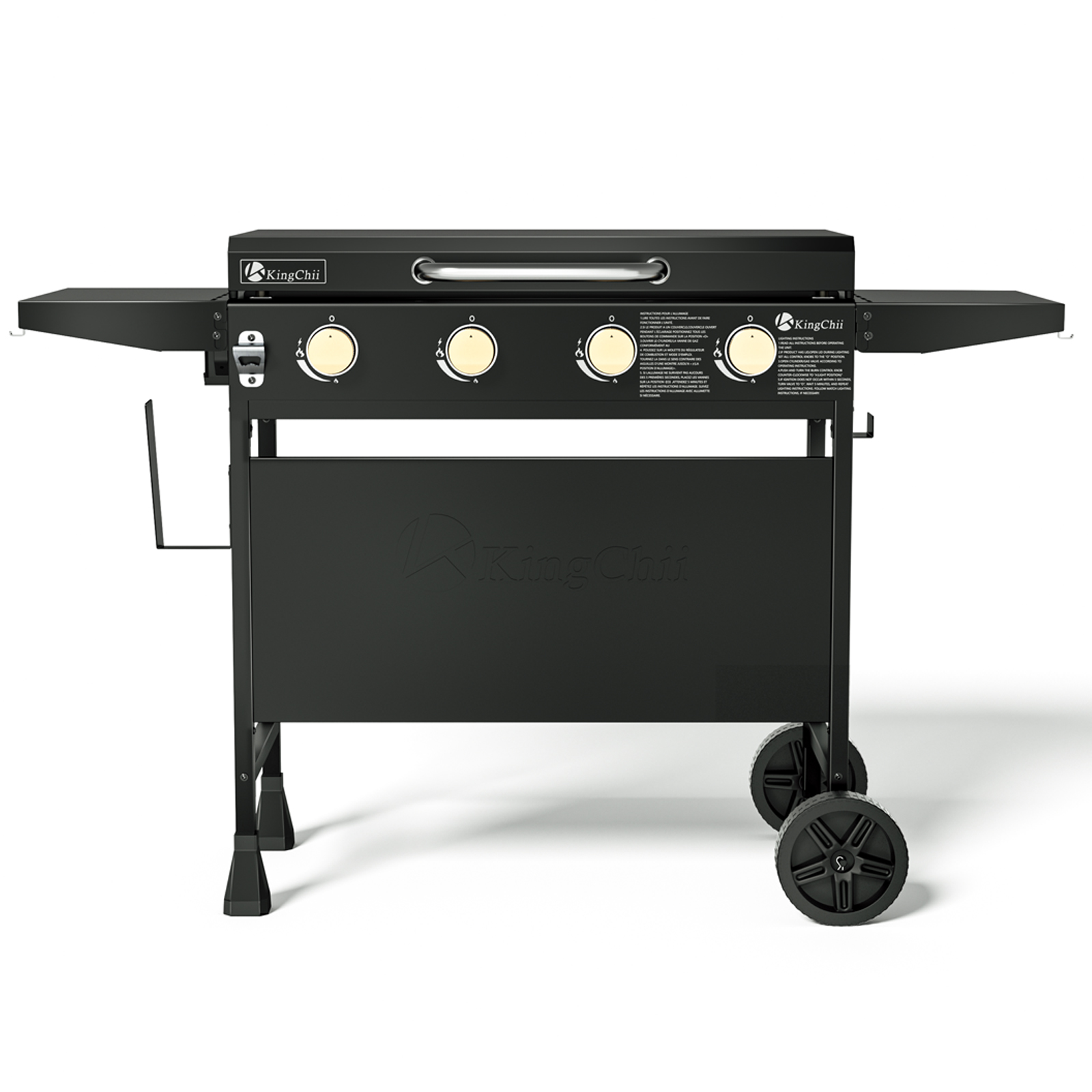 KingChii 4-Burner 32" Propane Griddle Outdoor Flat Top Gas Grill Griddle with Hard Cover for Camping, Tailgating, BBQ, Parties, Backyard & Patio