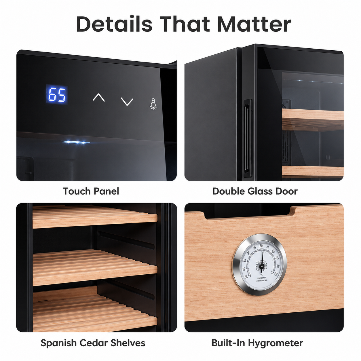 KingChii 48L Electric Cigar Humidor, 300-Cigar Capacity