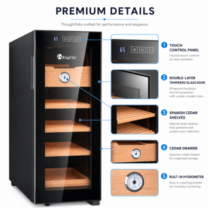 KingChii 33L Electric Cigar Humidor, 250-Cigar Capacity