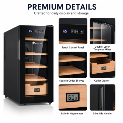 KingChii 26L Electric Cigar Humidor, 200-Cigar Capacity