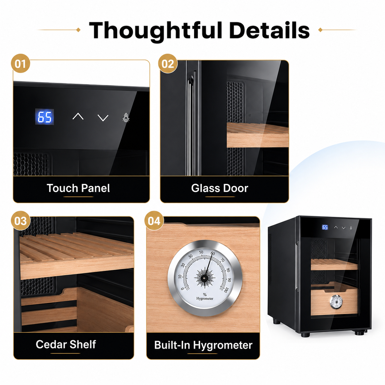 KingChii 16L Electric Cigar Humidor, 100-Cigar Capacity
