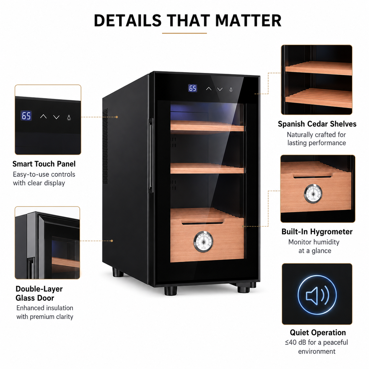 Open-door view of the KingChii 23L electric cigar humidor