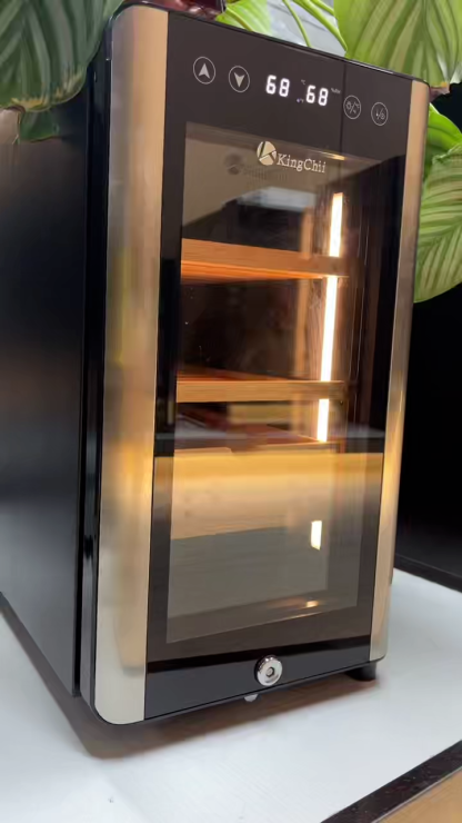 KingChii Pro 25L Cigar Humidor with Interior Lighting and Spanish Cedar Shelves for Cigar Collection
