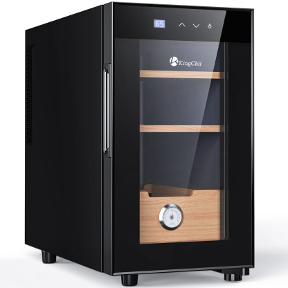 KingChii®23L Electric Cigar Humidors Temperature Control System, Cooling & Heating Humidor Cabinet with Spanish Cedar Wood Shelves & Hygrometer, Father's Day Gifts for Men (3 Layers 150 Capacity)