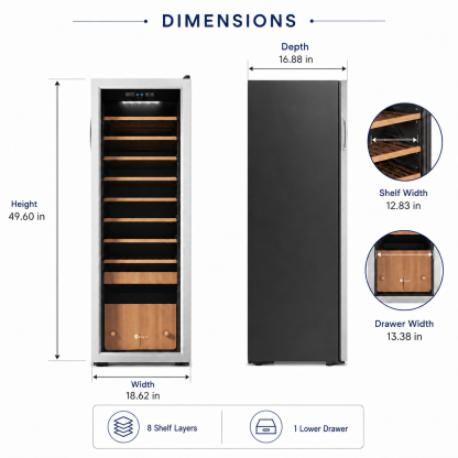 KingChii 130L Temp & Humidity Control Cigar Humidor, 1100-Cigar Capacity 