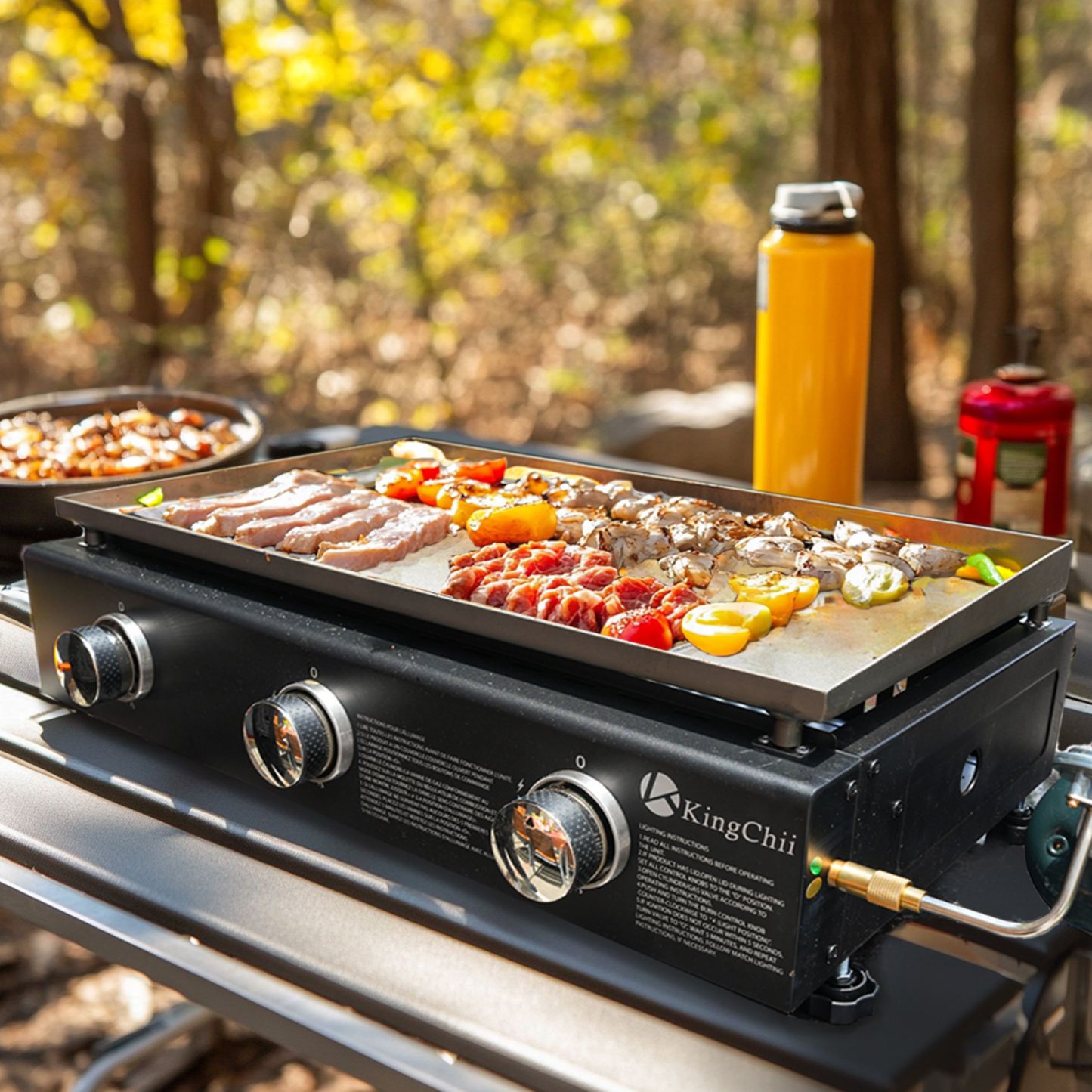 KingChii 3-Burner 28" Propane Griddle Grill for Camping, Backyard