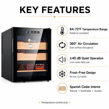 KingChii 48L-C Electric Cigar Humidor, 300-Cigar Capacity