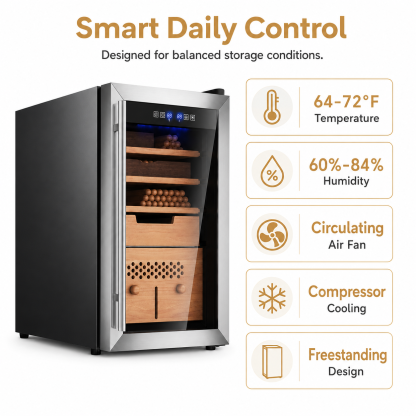 KingChii 43L Temp & Humidity Control Cigar Humidor, 320-Cigar Capacity