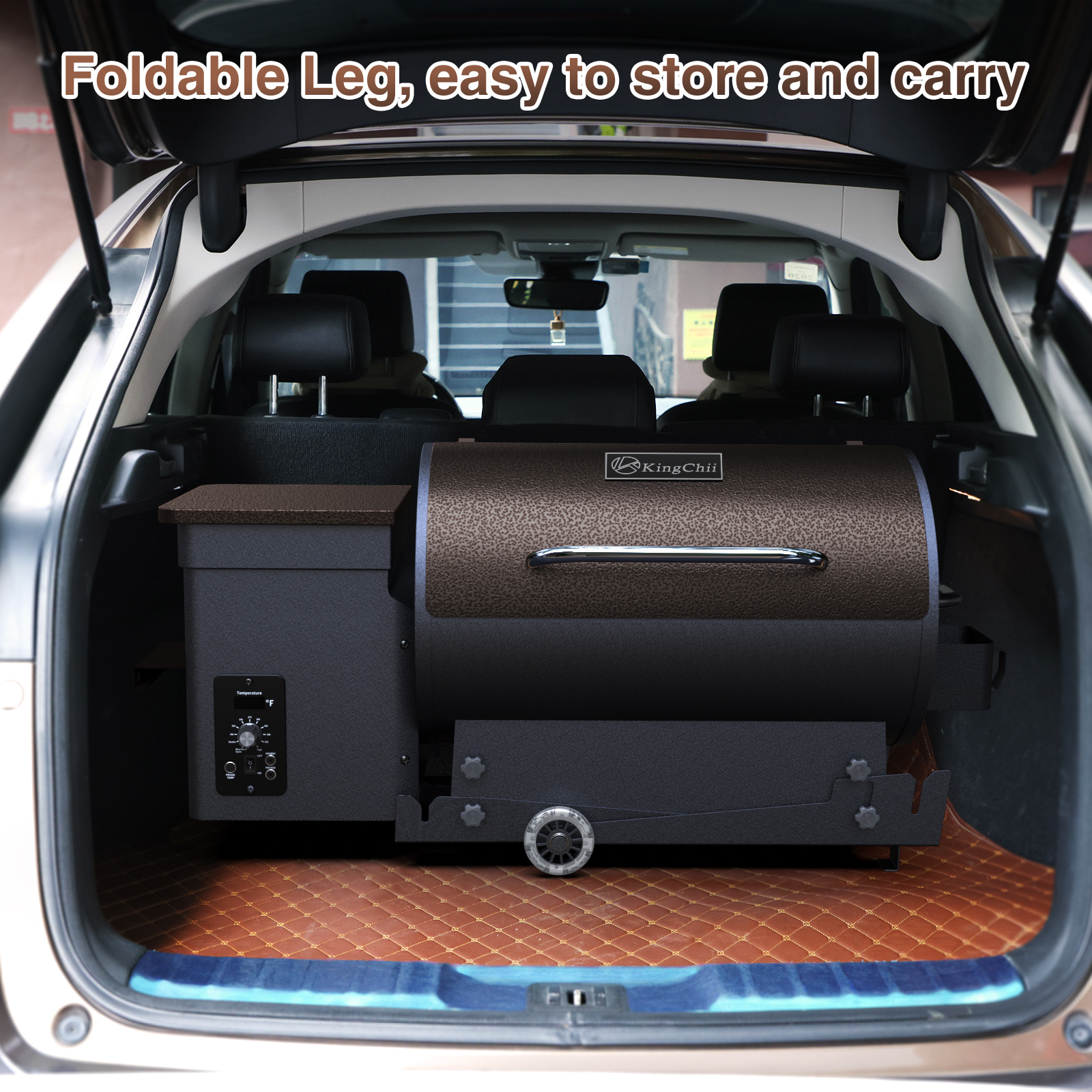 KingChii Wood Pellet Grill & Smoker 456 SQ.IN. with Automatic Temperature Control, Foldable Legs for Easy Storage and Transport, Multifunctional BBQ Grill for Outdoor Cooking