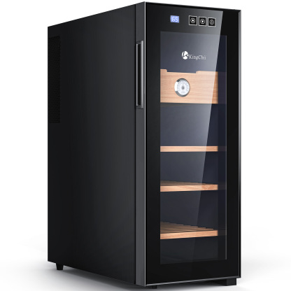 KingChii® 33L Electric Cigar Humidors Temperature Control System, Cooling & Heating Humidor Cabinet with Spanish Cedar Wood Shelves & Hygrometer, Father's Day Gifts for Men (4 Layers 250 Capacity)