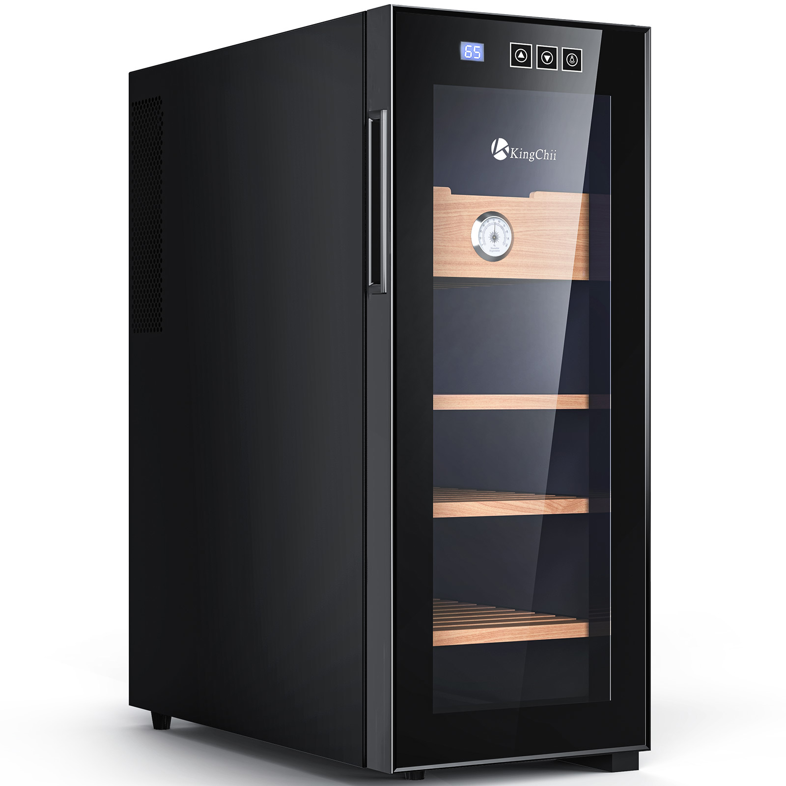 KingChii® 33L Electric Cigar Humidors Temperature Control System, Cooling & Heating Humidor Cabinet with Spanish Cedar Wood Shelves & Hygrometer, Father's Day Gifts for Men (4 Layers 250 Capacity)