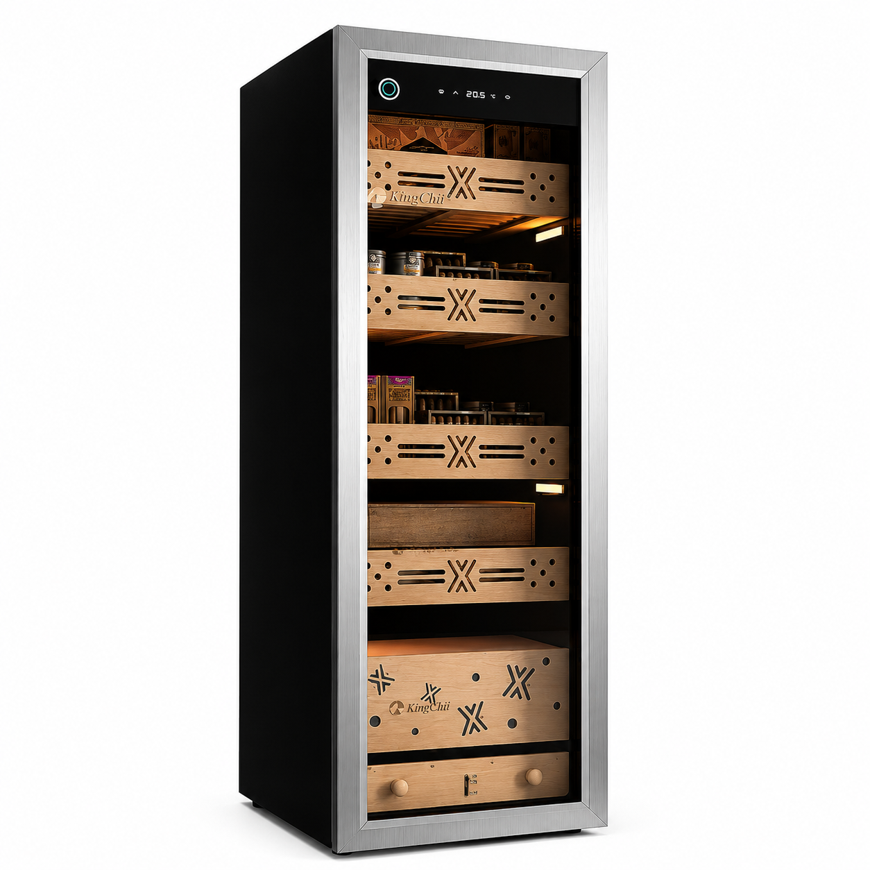 KingChii CM-160S Smart Compressor Cigar Humidor with WiFi & Fingerprint Lock – 1300 Cigar Capacity